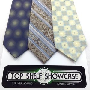Lot 3 Men's Ties Blue Gold Variety Antonio Fellini